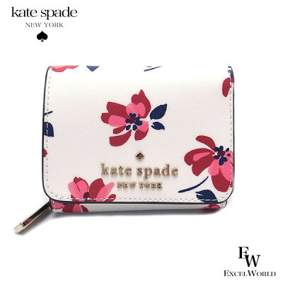 ケイトスペード 財布 kate spade レディース 三つ折り財布 WLR00504 974 kate spade ホワイトマルチ あす楽 エクセルワールド クリスマス バレンタイン ホワイトデー お返し 誕生日 ギフト プレゼントにも おしゃれブランド かわいい ウォレット