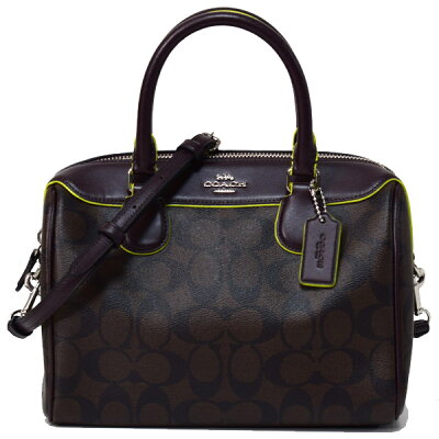 コーチ バッグ COACH コーティングキャンバス スムースレザー シグネチャー ネオン ミニ ベネット サッチェル 2WAY ボストンバッグ ブラウン×ネオンイエロー 38133【ブランド 新品 送料無料 誕生日 プレゼント 正規 人気 レディース アウトレット OUTLET 包装 即日発送 】