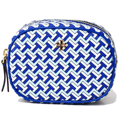 トリーバーチ 小物 TORY BURCH コーティングキャンバス タイル T コスメティックポーチ コスメポーチ 化粧ポーチ ブルー 64205【ブランド 新品 送料無料 誕生日 記念日 お祝い プレゼント 正規 人気 レディース 安心 保証 ギフト 10倍 OUTLET 包装 即日発送 代引無料】
