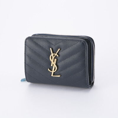【1月22日-23日★クーポン配布中】Saint Laurent サンローラン モノグラムYSLマテラッセ折RF小銭 403723BOW01/4128G ネイビーブルー ギフトラッピング無料