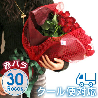 クール便対応 赤バラ30本花束クール便対応 プリ花対応高級赤バラ30本の花束 ギフト 激安 【生花】かすみ草 花束プロポーズ 長寿 フラワー 記念日 結婚祝い 金婚式 愛妻の日 御祝 バースデー ホワイトデー 御祝 成人式