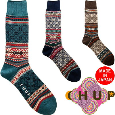 【SALE:20%OFF】 CHUP 靴下 チュプ ソックス TALV タルブ メンズ レディース 日本製 ハイソックス クルーソックス byグレン・クライド 男性用 女性用 お洒落 見せ靴下 おしゃれ ギフト プレゼント 柄物 綿中厚ソックス 2021秋冬新作 【あす楽対応】 【ネコポス対応】