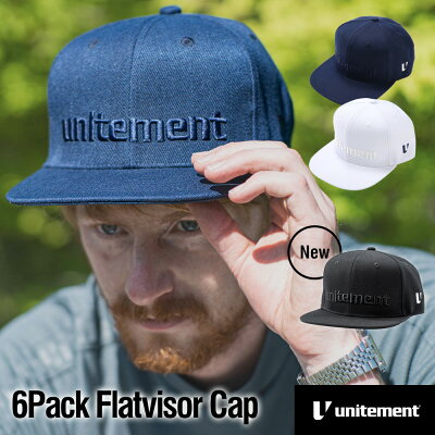 unitement ( ユナイトメント ) ゴルフ キャップ メンズ 帽子 ゴルフウェア 秋 冬 コーディネート ネイビー ホワイト 6Pack Flatvisor Cap FS-UM007