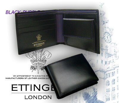 ETTINGER / エッティンガー ■●BLACK-PURPLE EURO COLLECTION ビルフォールド3C/カード&コインパース 141JR ブラック×パープルユーロ コレクション ( メンズ/別注/レザー/二つ折り財布/札入れ ) 【楽ギフ_包装】【あす楽対応】