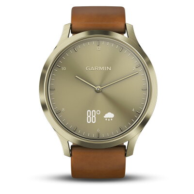 GARMIN ガーミン vivomove HR Gold Leather ヴィヴォムーヴ ウェアラブル ウォッチ 腕時計 活動量計 ウォーキング トレーニング ダイエット器具 歩数計 スポーツウォッチ 睡眠管理