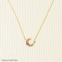 【半額！Rakuten Fashion THE SALE】【送料無料】1月誕生石ネックレスK10　【ガーネット ピンクトルマリン　ダイヤモンド　ムーンモチーフネックレス】大人可愛い月モチーフ|