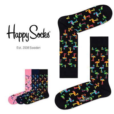 Happy Socks ハッピーソックスFLAMINGO ( フラミンゴ )クルー丈 綿混 ソックス 靴下ユニセックス メンズ プレゼント 贈答 ギフト10113053