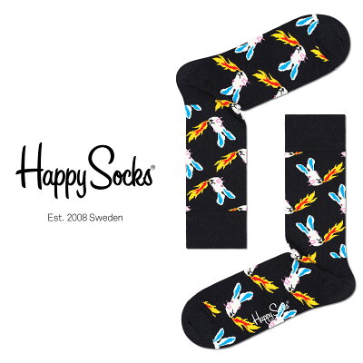 セール!42%OFF Happy Socks ハッピーソックス FIRE RABBIT ( ファイヤー ラビット ) クルー丈 綿混 ソックス 靴下 紳士 メンズ & レディース 男性 メンズ プレゼント 贈答 ギフト バレンタイン 10211005