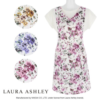 セール!30%OFF LAURA ASHLEY ローラ アシュレイ 形態安定加工 アナイス 綿100% 40サテン 後結び 背付き レディース エプロン 70280032
