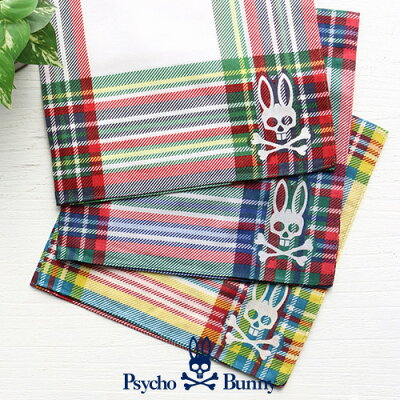 セール!30%OFF【メール便全国220円】Psycho Bunny|サイコバニー 無料 サイコ ブランド ラッピング OKチェック柄 綿100% ハンカチ男性 メンズ プレゼント 贈答 ギフト 入学祝 就職祝2442-910