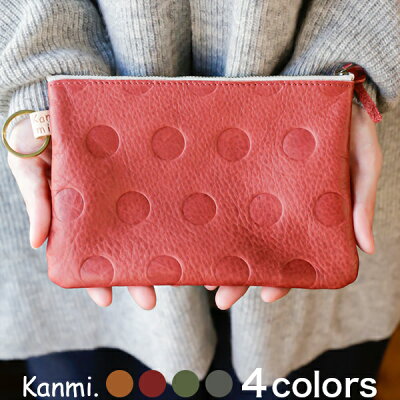 2019秋冬新作 Kanmi./カンミ ソフトキャンディ フラットポーチ(L) PO19-83 水玉 ドット 通帳ケース パスポートケース レディース ブランド