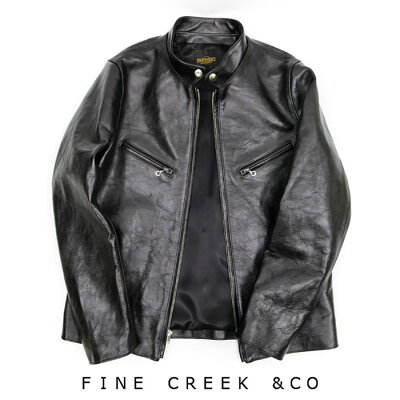 *ご希望でマスタングペースト1点プレゼント* 【 正規販売店 】 FINE CREEK&CO 【 EKINS Heavy Weight 】 ファインクリークアンドコー ライダースジャケット 【 イーキンス 】 【BLACK(茶芯)】 ホースハイド 馬革 アンドコー ファインクリーク ACJK016