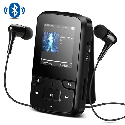 AGPTEK 音楽プレーヤー ミュージック プレーヤー Bluetooth搭載 クリップ ミニ MP3プレーヤー 8GB内蔵 高音質 FMラジオ/録音 イヤホン&アームバンド&防汗ケース付属 最大128GBマイクロSDカードに対応 ブラック G6