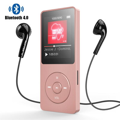 AGPTEK Bluetooth4.0 MP3プレーヤー HIFI高音質 超軽量 コンパクト A-Bリピート語学機能/歩数計/FMラジオ/動画 多機能 内蔵8GB マイクロSDカード128GBまで対応 A02TBluetooth進級版 ローズゴールド