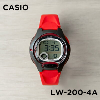 【10年保証】CASIO STANDARD DIGITAL LADYS カシオ スタンダード デジタル レディース LW-200-4A 腕時計 キッズ 子供 女の子 チープカシオ チプカシ プチプラ レッド 赤 ブラック 黒 海外モデル