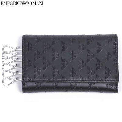 エンポリオアルマーニ EMPORIO-ARMANI メンズ キーケース ユニセックス可 総柄イーグルロゴ型押し6連キーケース ブラック YEMG68 YC043 80001 15A (R26800) 【送料無料】【smtb-TK】