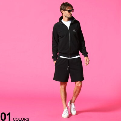 DIESEL (ディーゼル) ワンポイント オオカミ フルジップ ジャケット ショートパンツ セットアップブランド メンズ 男性 セット スエット セットアップ 上下セット スタンド ショーツ スウェット ストリート DSS1E0S148ADAR