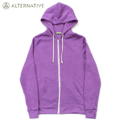 ALTERNATIVE APPAREL/Rocky Eco-Fleece Full Zip Hooded Parka(オルタナティブアパレル/エコフリースジップフードパーカー)【F9590/裏起毛/スウェット/アメリカンアパレル系/アメアパ系/メンズ/レディース】【39ショップ送料無料ライン対応】