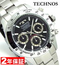 テクノス 腕時計（メンズ） 【 2000円offクーポン配布中 】TECHNOS テクノス メンズ クロノグラフ 10気圧防水 ブラック 腕時計 バンド調節工具付属 TSM401SB 【あす楽対応】