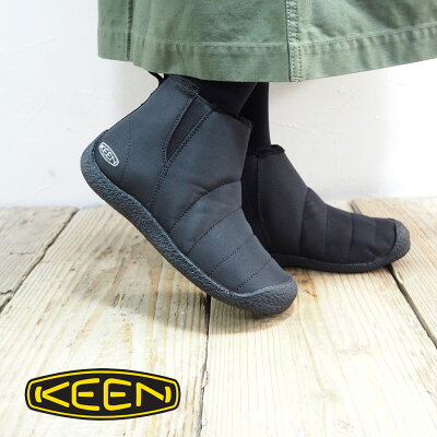 KEEN キーン ブーツ レディース HOWSER MID WOMEN 1019651 ボア フリース サイドゴアブーツ サイドゴア 冬 シンプル カジュアル おしゃれ スノーブーツ リラックスシューズ 大人 ミドルカット ステッチ 保温 防寒 撥水 黒 ブラック