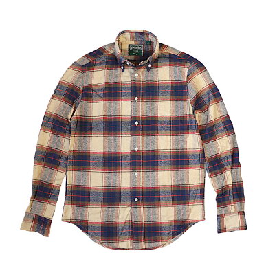 GITMAN VINTAGE ギットマン ヴィンテージ TAN INDIGO SLUB CHECK FLANNEL L/S BD SHIRT タン インディゴ スラブチェック フランネル メンズ ボタンダウンシャツ アメリカ製