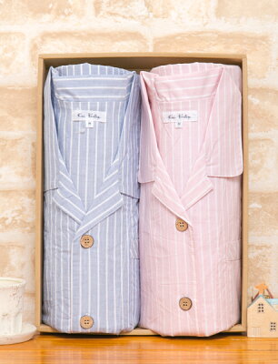 ペアパジャマ 綿100%シワ加工ストライプ【半袖・長パンツ】【夏向き商品】【ルームウェア】【ギフト】【父の日】【母の日】【送料無料】【パジャマペア】【ブライダルギフト】【結婚祝い】