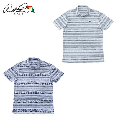 【ポイント15倍 10/17 8:59まで】 アーノルドパーマー arnold palmer ゴルフウェア ポロシャツ 半袖 メンズ オルテガ柄半袖シャツ AP220101I07