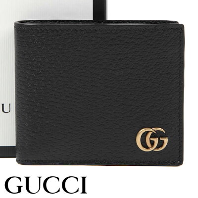 グッチ 財布 GUCCI 二つ折り財布 小銭入れなし GGマーモント メンズ ブラック 428726-DJ20T-1000 【お取り寄せ】【送料無料】