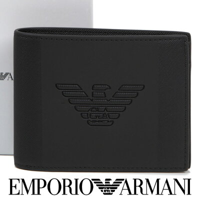 エンポリオアルマーニ 二つ折り財布 EMPORIO ARMANI 財布 メンズ ブラック Y4R165 YFE6J 81072 【あす楽】【送料無料】