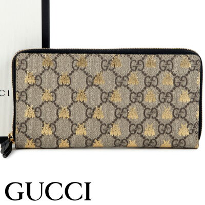 グッチ 財布 GUCCI ラウンドファスナー長財布 ビー(蜂) GGスプリーム メンズ レディース ベージュ×ブラック 410102-9F26G-8319 【あす楽】【送料無料】