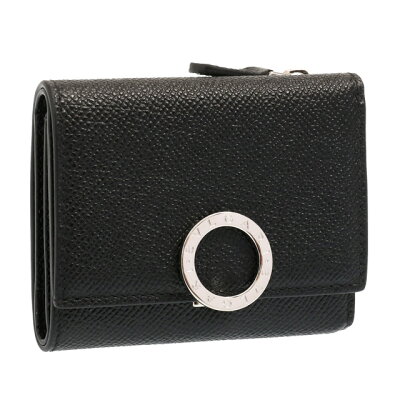 【ポイント10倍】ブルガリ/BVLGARI"WALLETS CONTINENTAL・ブルガリ・ブルガリクリップ"型押しレザー3つ折り財布・コンパクトウォレット(ブラック)289369/BLACK/GRAIN CALF LEATHER