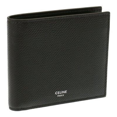 【クーポン5%OFF】セリーヌ/CELINE"BI-FOLD WALLET"コインコンパートメント付きバイフォールドウォレット・グレインドカーフスキン・2つ折り財布(ブラック)10C87 3BEN 38SI/BLACK