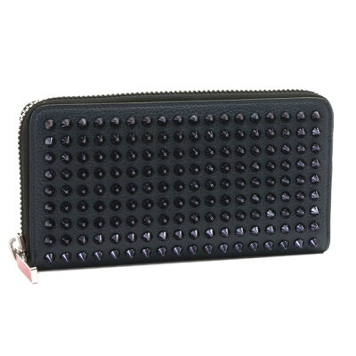 クリスチャンルブタン/CHRISTIAN LOUBOUTIN"M PANETTONE WALLET・パネトーネウォレット"スパイクスタッズ付きラウンドファスナー長財布(マリン×マリンメタル・ネイビー)1165044 V088