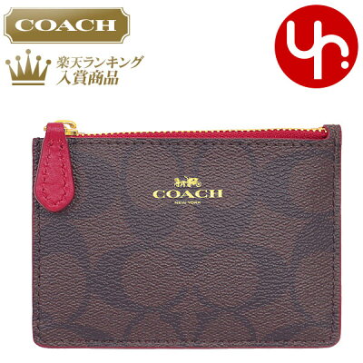 コーチ COACH 財布 コインケース F16107 ブラウン×トゥルーレッド 特別送料無料 コーチ ラグジュアリー シグネチャー PVC ミニ ID キーリング スキニー アウトレット品レディース ブランド 通販 2019 令和 クリスマス あす楽