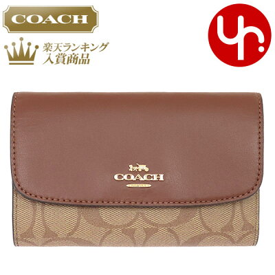 【週末限定ポイント3倍】コーチ COACH 財布 三つ折り財布 F32485 カーキ×サドル2 特別送料無料 コーチ ラグジュアリー シグネチャー PVC レザー ミディアム エンベロープ ウォレット アウトレット品激安 レディース ブランド セール 通販 SALE 入学 卒業 あす楽