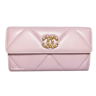 ≪新品≫シャネル 21SS 19 ナインティーン ロング フラップ ウォレット 長財布 薄ピンク ROSE CLAIR ゴールド金具 AP0955 B04852NC022 箱 リボン ラッピング PINK