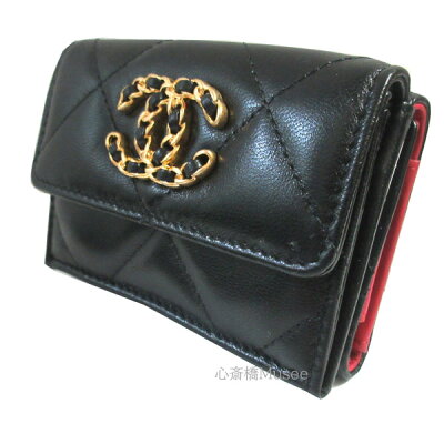 ≪新品≫シャネル CHANEL 19 ナインティーン スモール フラップ ウォレット 財布 ブラック 黒 ゴールド金具 AP1789 B04852 94305 箱 リボン ラッピング