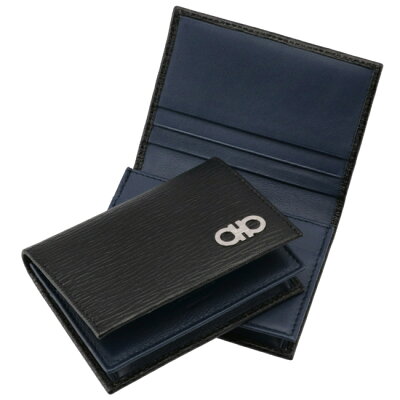 フェラガモ/FERRAGAMO 名刺入れ メンズ REVIVAL GANC カードケース ブラック×ネイビー 2021年秋冬 66A062-0007-0396 0685949