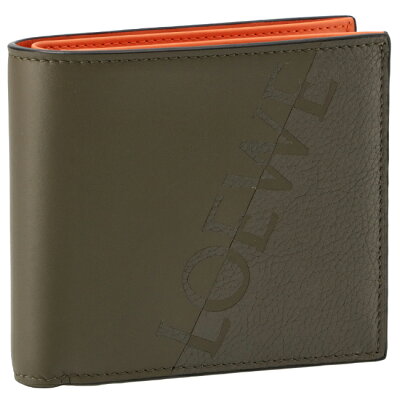 【SALE】ロエベ/LOEWE 財布 メンズ SIGNATURE BIFOLD COIN WALLET 二つ折り財布 KHAKI GREEN/ORANGE C314501X01-0070-4158