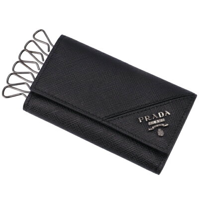 【2018Christmas SALE】プラダ 6連キーケース PRADA キーケース メンズ サフィアーノメタル ブラック 2PG222-QME-002