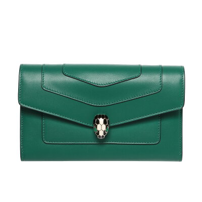 ブルガリ BVLGARI 財布 レディース 290834 二つ折り長財布 SERPENTI FOREVER セルペンティ フォーエバー EMERALD GREEN/LIGHT GOLD グリーン