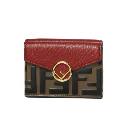 フェンディ FENDI 財布 レディース 8M0395 AAII F13VJ 三つ折り財布 マイクロ MAYA+NR+FRAG+OS ブラウン/レッド