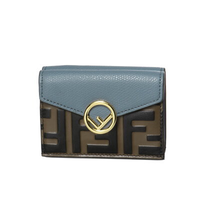 フェンディ FENDI 財布 レディース 8M0395 AAII F19WU 三つ折り財布 マイクロ MAYA.NR+A.MERL+O ブラウン/ブルー