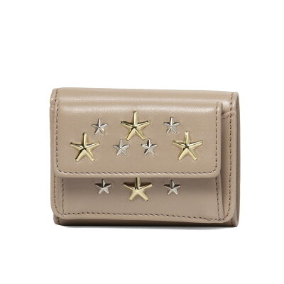 ジミー チュウ JIMMY CHOO 財布 レディース NEMO LTR 三つ折り財布 スモール NEMO ネモ NUDE/SILVER GOLD METALLIC MIX ベージュ
