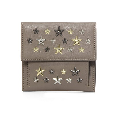 ジミー チュウ JIMMY CHOO 財布 レディース FRIDA LTR 二つ折り財布 FRIDA フリーダ MUSK/METALLIC MIX ベージュ