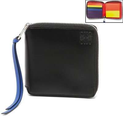 ロエベ LOEWE 財布 レディース 199 54 M88 2080 9991 ラウンドファスナー二つ折り財布 MULTICOLOR/BLACK ブラック