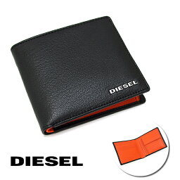 ディーゼル 二つ折り財布（メンズ） DIESEL ディーゼル 二つ折り財布 小銭入れ付 HIRESH S ブラック×オレンジ X05601 P1752 H6818 ディーゼル 財布 diesel 財布