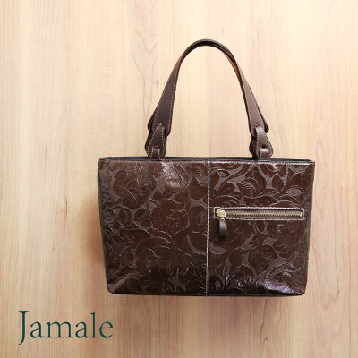 【5%OFFクーポン対象】Jamale 日本製 ハンドバッグ レディース 本革 牛革ローズ柄 型押し 軽量 バック 鞄 バッグ A4 通勤バッグ 国産 型押し バック 本革 花柄 革 バッグ 女性 ギフト(07000015r)