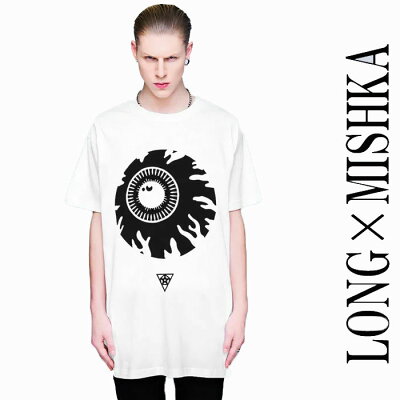 MISHKA ミシカ ビックtシャツ ロングクロージング long clothing 目玉Tシャツ ホワイト モード系 keep watch パンク ロック ファッション ユニセックス BOYLONDON ロックtシャツ(Tシャツ ロング丈 メンズ レディース カップル お揃い)白 夏服 マラソン ポイント5倍