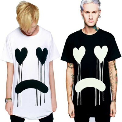long clothing DRIPPY tシャツ メンズ ブランド オシャレ ロングクロージング 半袖Tシャツ 2カラー 黒 白 ハート 丸首 パンク ロック ファッション ロンティー BOYLONDON ボーイロンドン メンズ レディース ビッグtシャツ ロング丈 モード系 男女兼用 おしゃれ コーデ